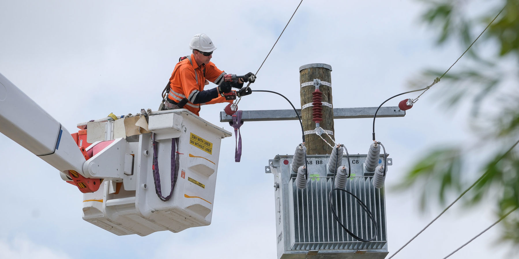 Western Power crew carrying out power line maintenance
