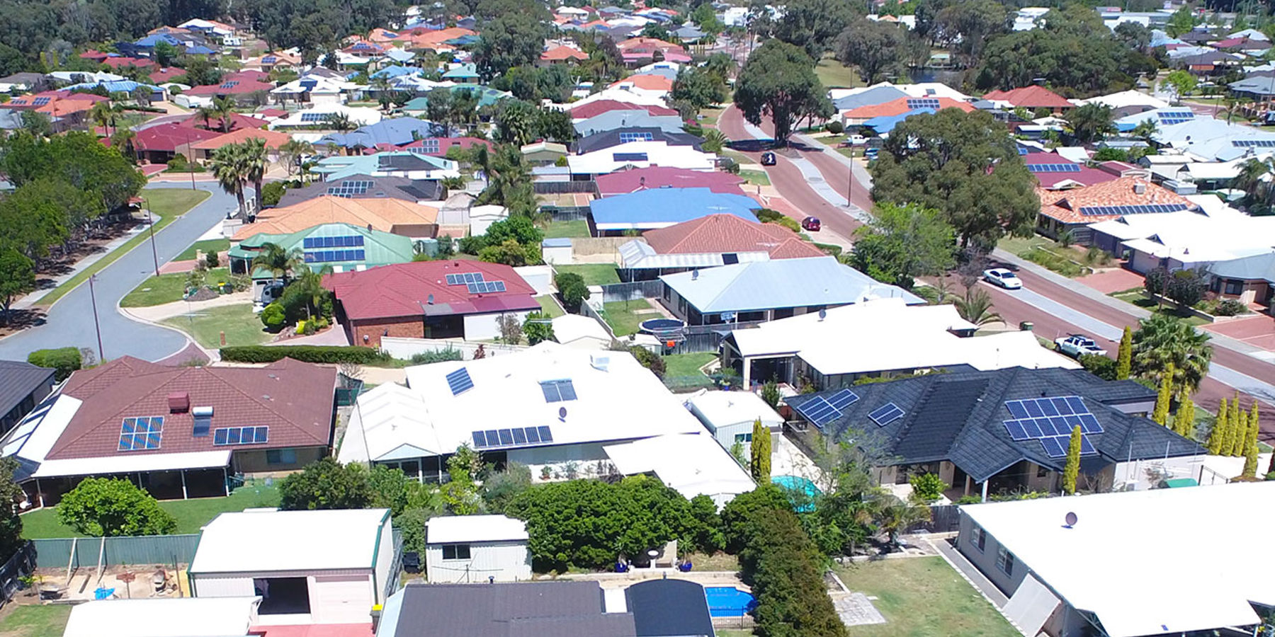 overview of solar in a residential area perth